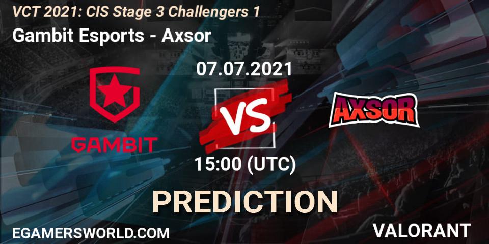 Gambit Esports - Axsor: Maç tahminleri. 07.07.2021 at 15:00, VALORANT, VCT 2021: CIS Stage 3 Challengers 1