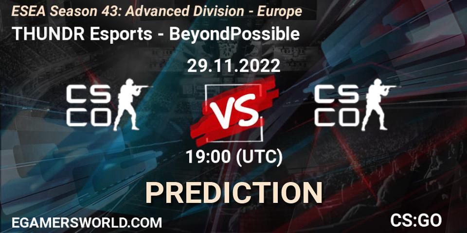 THUNDR Esports - BeyondPossible: Maç tahminleri. 29.11.22, CS2 (CS:GO), ESEA Season 43: Advanced Division - Europe
