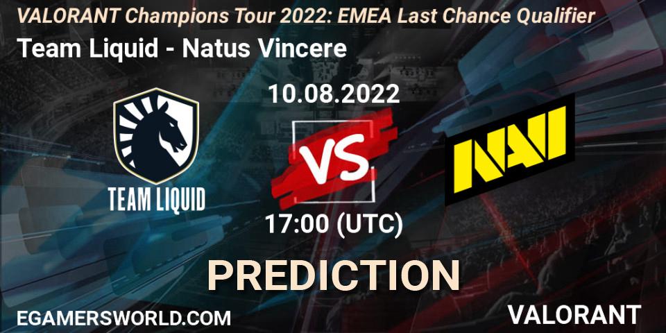 Team Liquid - Natus Vincere: Maç tahminleri. 10.08.22, VALORANT, VCT 2022: EMEA Last Chance Qualifier
