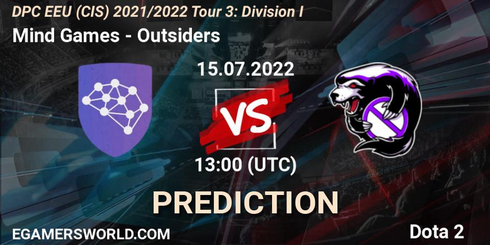 Mind Games - Outsiders: Maç tahminleri. 15.07.2022 at 13:38, Dota 2, DPC EEU (CIS) 2021/2022 Tour 3: Division I