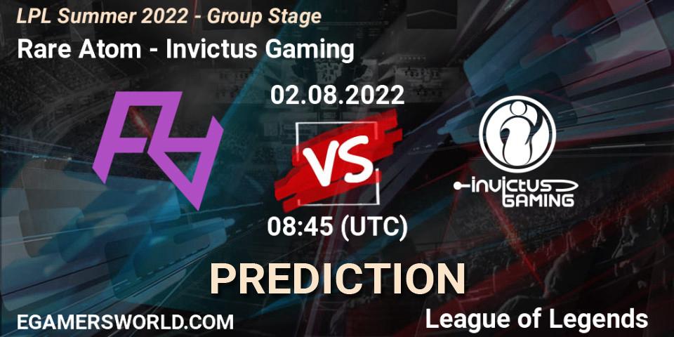 Rare Atom - Invictus Gaming: Maç tahminleri. 02.08.2022 at 09:00, LoL, LPL Summer 2022 - Group Stage