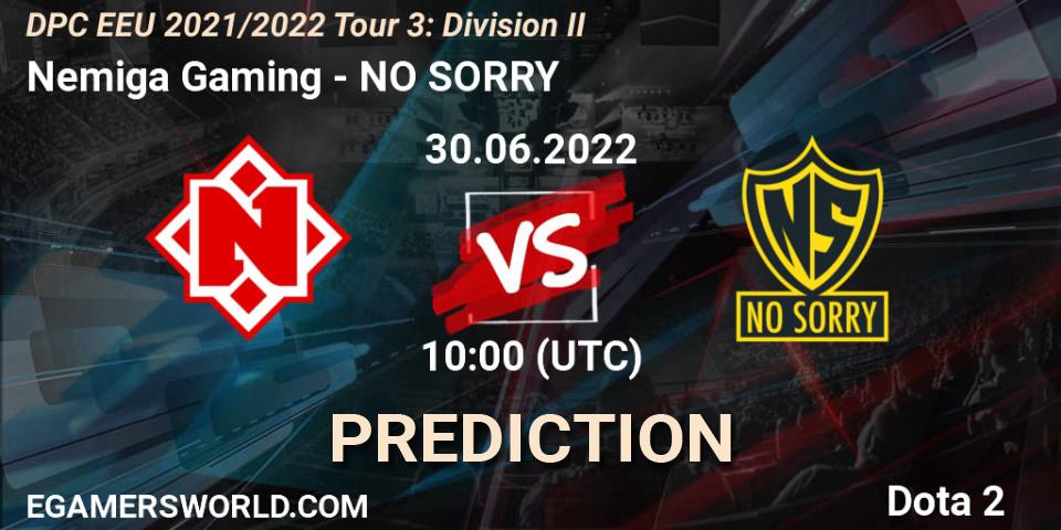 Nemiga Gaming - NO SORRY: Maç tahminleri. 30.06.2022 at 10:00, Dota 2, DPC EEU 2021/2022 Tour 3: Division II