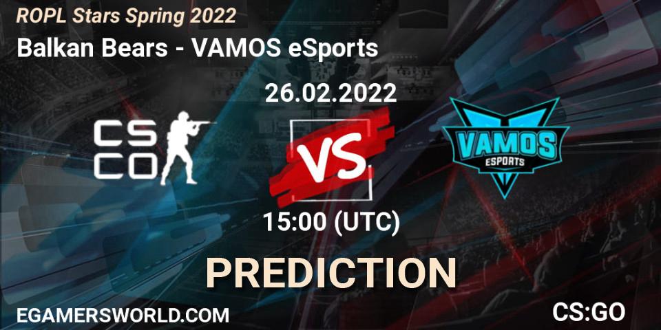 Balkan Bears - VAMOS eSports: Maç tahminleri. 26.02.2022 at 15:00, Counter-Strike (CS2), ROPL Stars Spring 2022