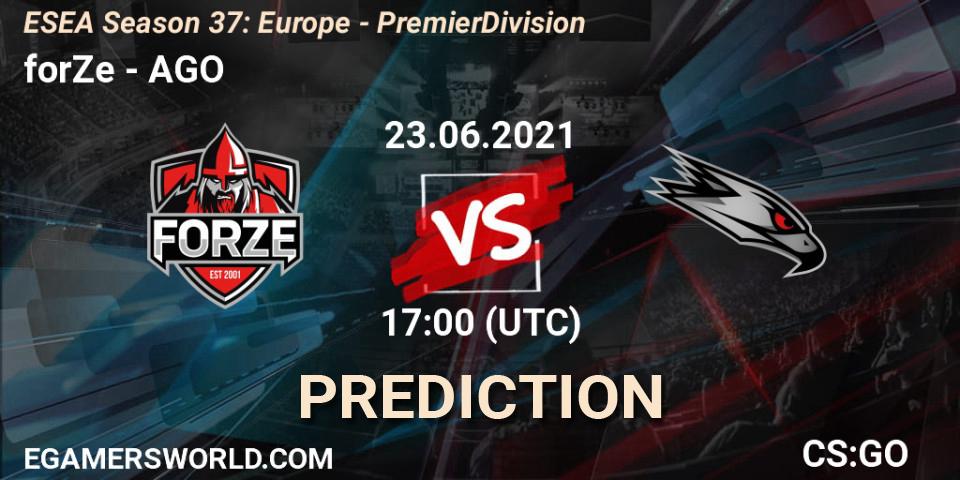 forZe - AGO: Maç tahminleri. 23.06.2021 at 17:00, Counter-Strike (CS2), ESEA Season 37: Europe - Premier Division