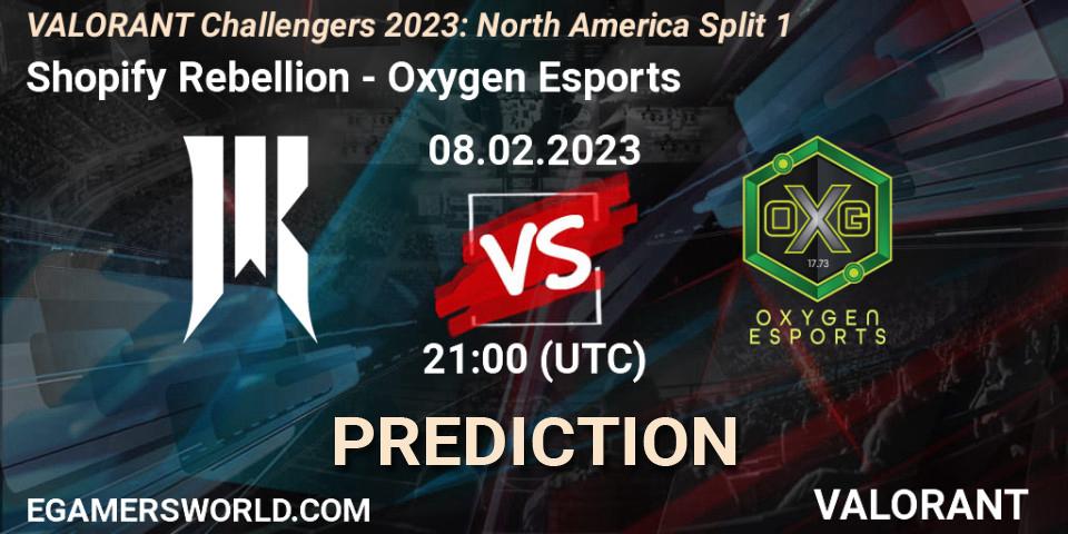 Shopify Rebellion - Oxygen Esports: Maç tahminleri. 08.02.23, VALORANT, VALORANT Challengers 2023: North America Split 1