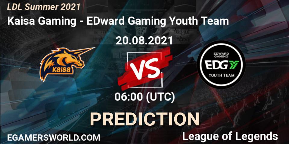 Kaisa Gaming - EDward Gaming Youth Team: Maç tahminleri. 20.08.2021 at 06:00, LoL, LDL Summer 2021