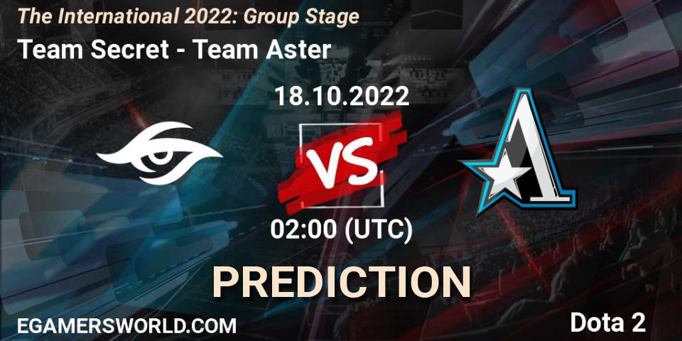 Team Secret - Team Aster: Maç tahminleri. 18.10.22, Dota 2, The International 2022: Group Stage