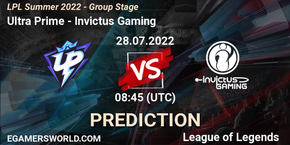 Ultra Prime - Invictus Gaming: Maç tahminleri. 28.07.2022 at 09:00, LoL, LPL Summer 2022 - Group Stage