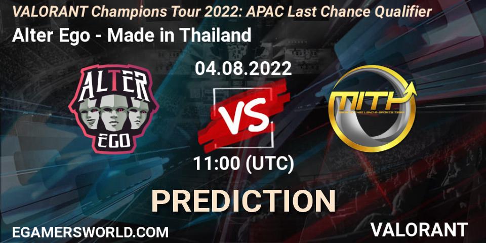 Alter Ego - Made in Thailand: Maç tahminleri. 04.08.2022 at 11:00, VALORANT, VCT 2022: APAC Last Chance Qualifier