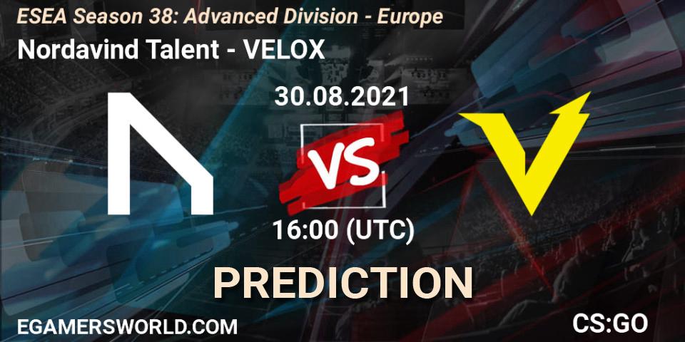 Nordavind Talent - VELOX: Maç tahminleri. 30.08.2021 at 16:00, Counter-Strike (CS2), ESEA Season 38: Advanced Division - Europe