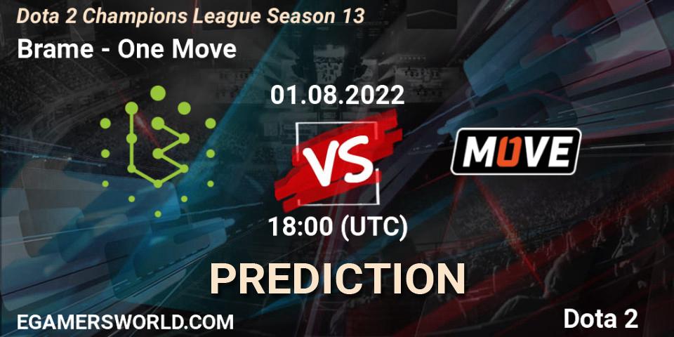 Brame - One Move: Maç tahminleri. 01.08.2022 at 18:00, Dota 2, Dota 2 Champions League Season 13