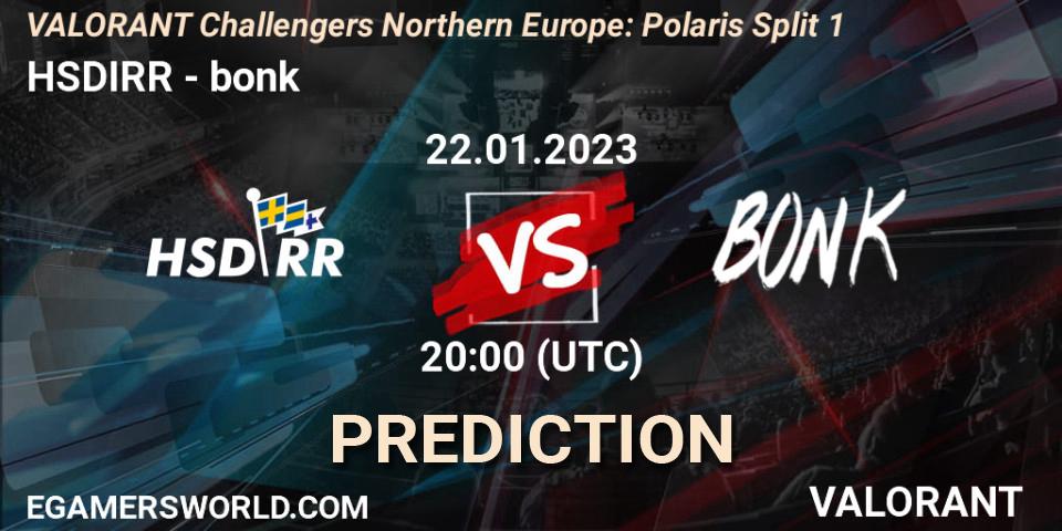 HSDIRR - bonk: Maç tahminleri. 22.01.2023 at 20:00, VALORANT, VALORANT Challengers 2023 Northern Europe: Polaris Split 1