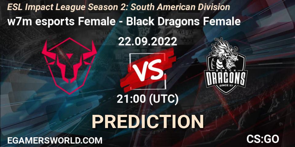 w7m esports Female - Black Dragons Female: Maç tahminleri. 22.09.2022 at 21:00, Counter-Strike (CS2), ESL Impact League Season 2: South American Division