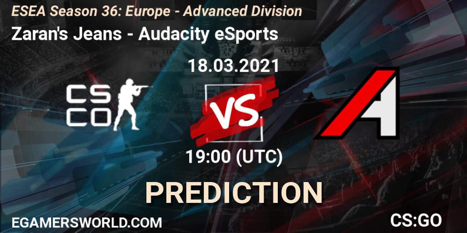 Zaran's Jeans - Audacity eSports: Maç tahminleri. 18.03.2021 at 19:00, Counter-Strike (CS2), ESEA Season 36: Europe - Advanced Division