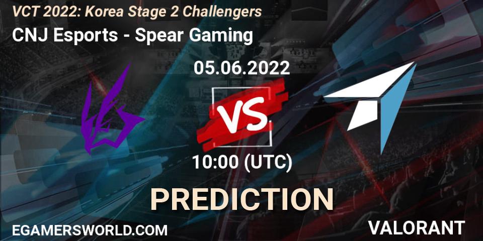 CNJ Esports - Spear Gaming: Maç tahminleri. 05.06.2022 at 09:30, VALORANT, VCT 2022: Korea Stage 2 Challengers
