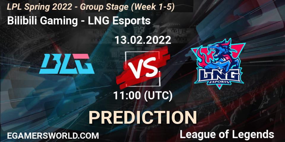 Bilibili Gaming - LNG Esports: Maç tahminleri. 13.02.2022 at 12:45, LoL, LPL Spring 2022 - Group Stage (Week 1-5)