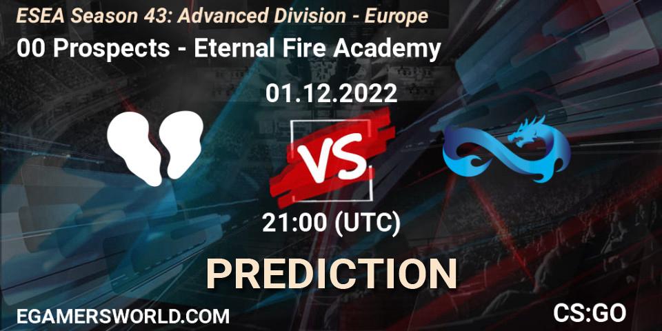 00 Prospects - Eternal Fire Academy: Maç tahminleri. 02.12.22, CS2 (CS:GO), ESEA Season 43: Advanced Division - Europe
