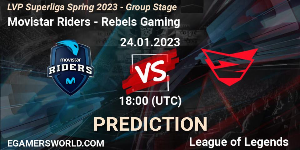 Movistar Riders - Rebels Gaming: Maç tahminleri. 24.01.2023 at 18:00, LoL, LVP Superliga Spring 2023 - Group Stage