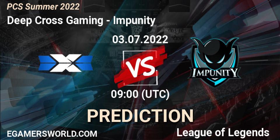 Deep Cross Gaming - Impunity: Maç tahminleri. 03.07.2022 at 09:00, LoL, PCS Summer 2022