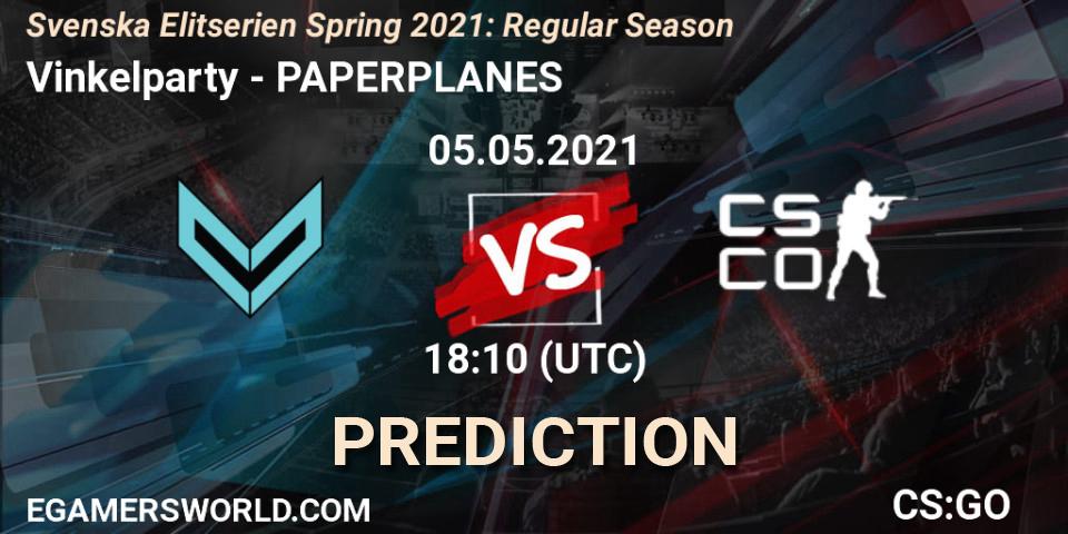 Vinkelparty - PAPERPLANES: Maç tahminleri. 06.05.2021 at 18:10, Counter-Strike (CS2), Svenska Elitserien Spring 2021: Regular Season