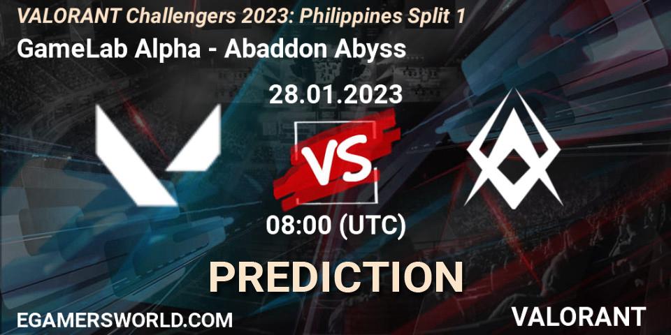 GameLab Alpha - Abaddon Abyss: Maç tahminleri. 28.01.23, VALORANT, VALORANT Challengers 2023: Philippines Split 1