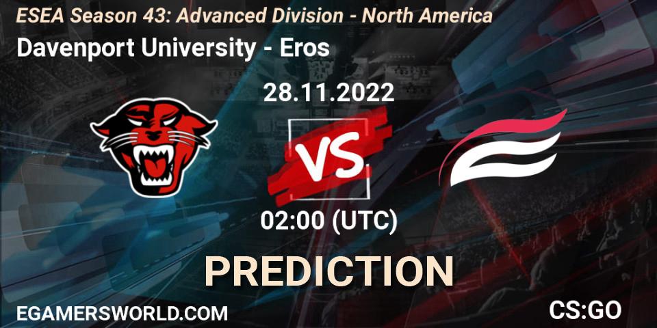 Davenport University - Eros: Maç tahminleri. 28.11.22, CS2 (CS:GO), ESEA Season 43: Advanced Division - North America