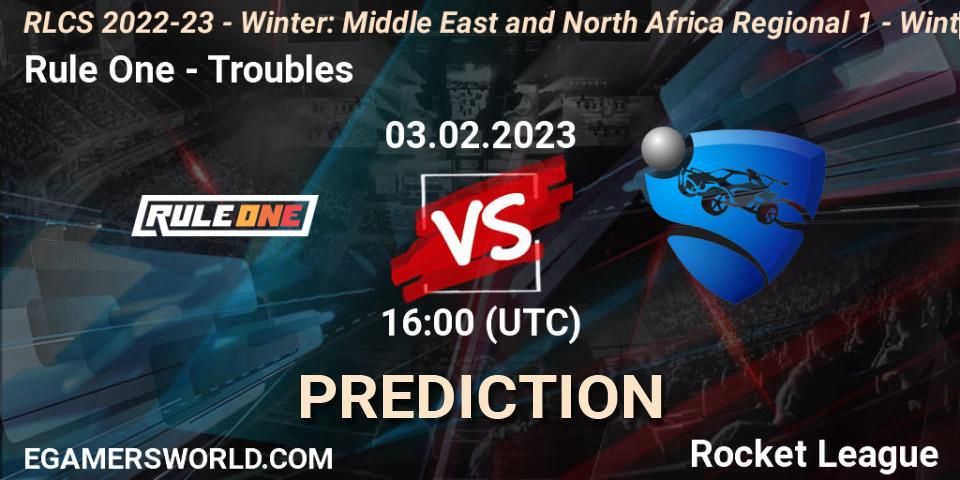 Rule One - Troubles: Maç tahminleri. 03.02.2023 at 16:00, Rocket League, RLCS 2022-23 - Winter: Middle East and North Africa Regional 1 - Winter Open