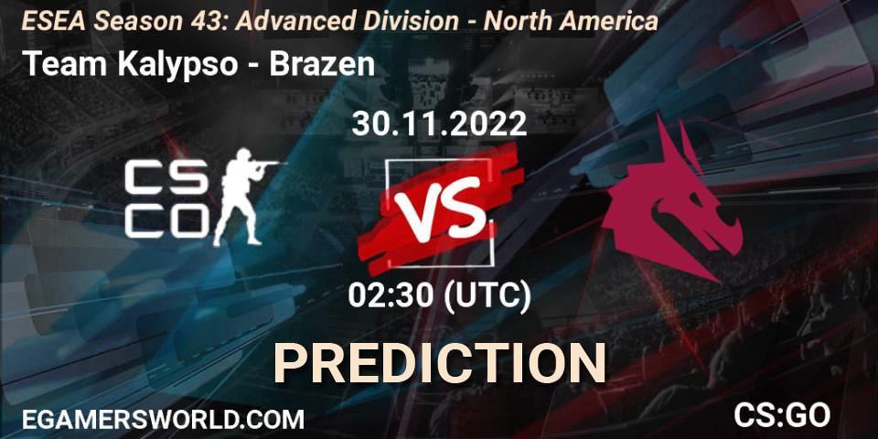 Team Kalypso - Brazen: Maç tahminleri. 30.11.22, CS2 (CS:GO), ESEA Season 43: Advanced Division - North America