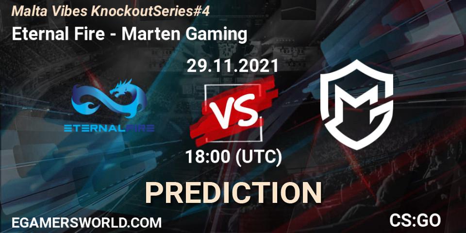 Eternal Fire - Marten Gaming: Maç tahminleri. 29.11.2021 at 18:45, Counter-Strike (CS2), Malta Vibes Knockout Series #4