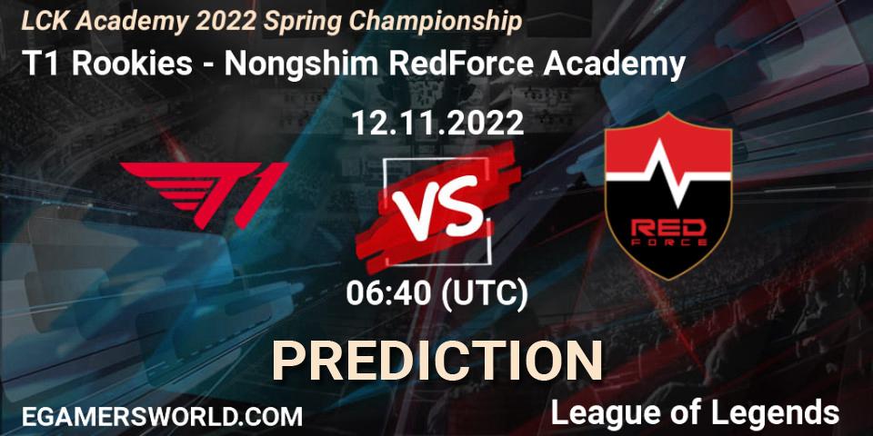 T1 Rookies - Nongshim RedForce Academy: Maç tahminleri. 12.11.2022 at 06:40, LoL, LCK Academy 2022 Spring Championship