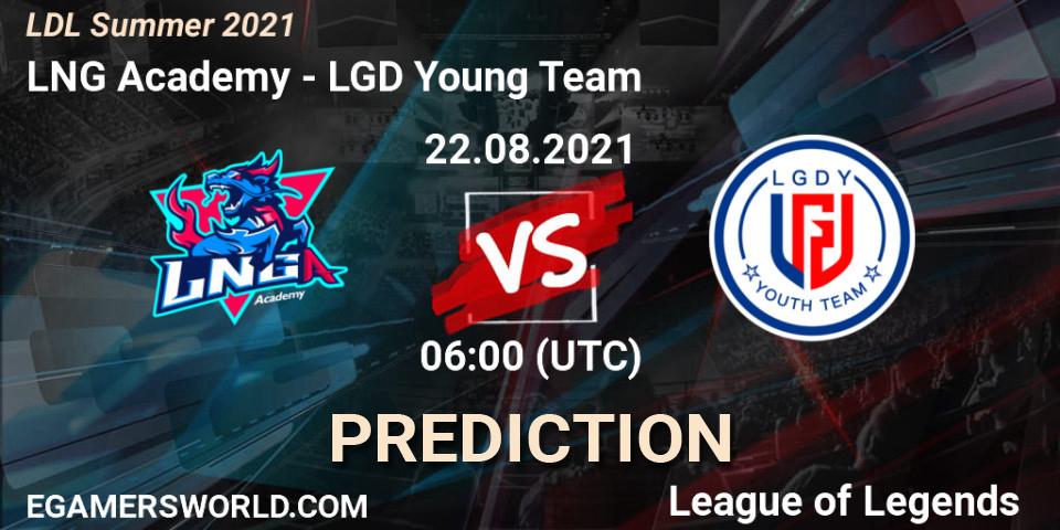 LNG Academy - LGD Young Team: Maç tahminleri. 22.08.2021 at 06:00, LoL, LDL Summer 2021