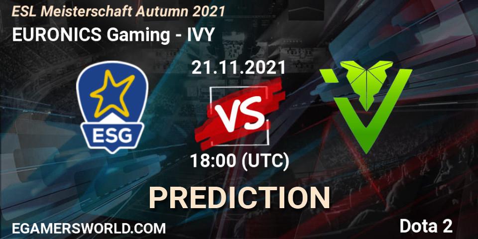 EURONICS Gaming - IVY: Maç tahminleri. 21.11.2021 at 16:35, Dota 2, ESL Meisterschaft Autumn 2021