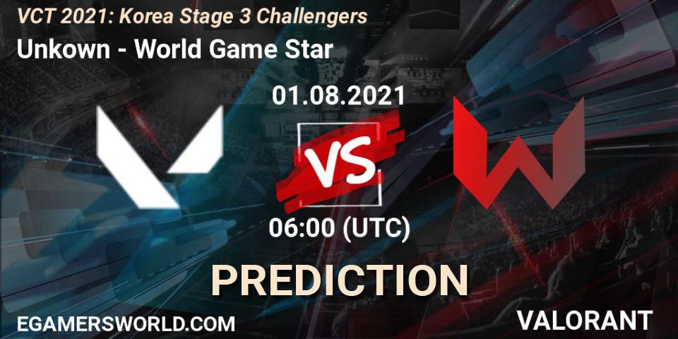 Unkown - World Game Star: Maç tahminleri. 01.08.2021 at 06:00, VALORANT, VCT 2021: Korea Stage 3 Challengers