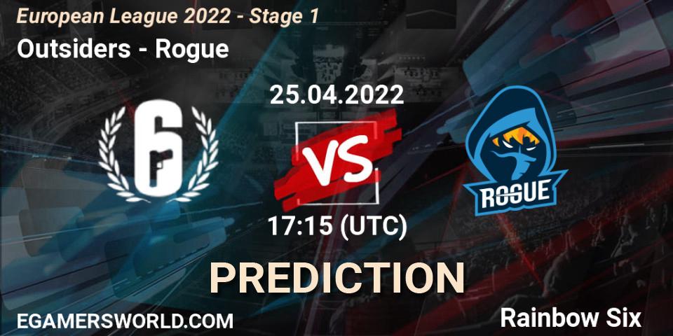 Outsiders - Rogue: Maç tahminleri. 25.04.2022 at 16:00, Rainbow Six, European League 2022 - Stage 1