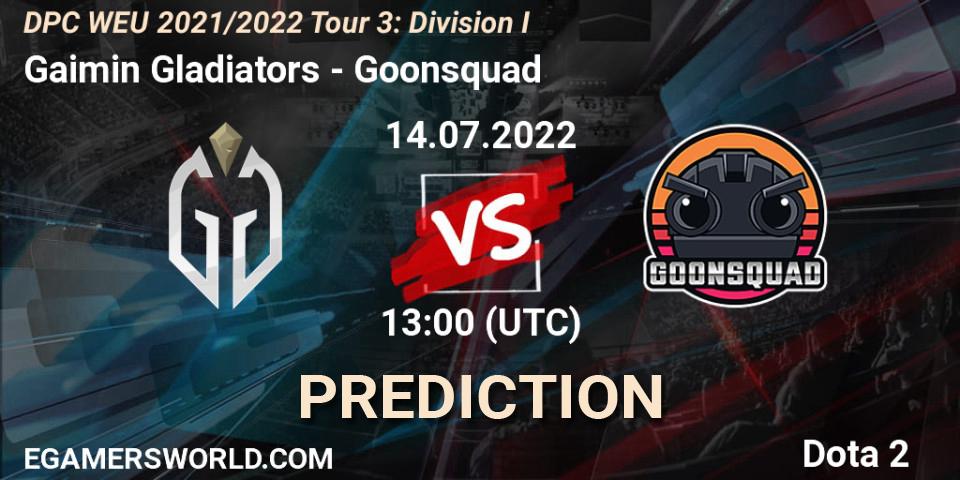 Gaimin Gladiators - Goonsquad: Maç tahminleri. 14.07.2022 at 12:55, Dota 2, DPC WEU 2021/2022 Tour 3: Division I