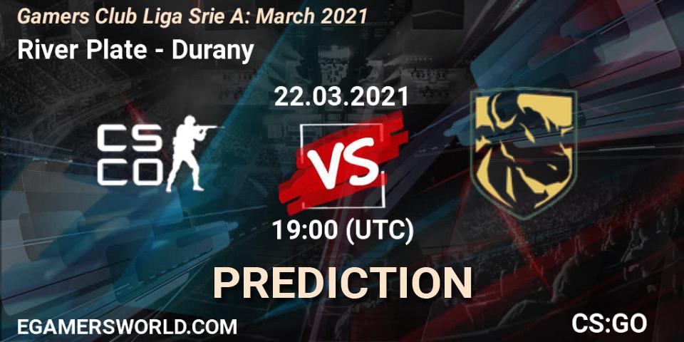 River Plate - Durany: Maç tahminleri. 22.03.2021 at 19:00, Counter-Strike (CS2), Gamers Club Liga Série A: March 2021