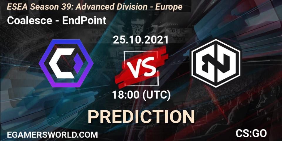 Coalesce - EndPoint: Maç tahminleri. 25.10.2021 at 18:00, Counter-Strike (CS2), ESEA Season 39: Advanced Division - Europe