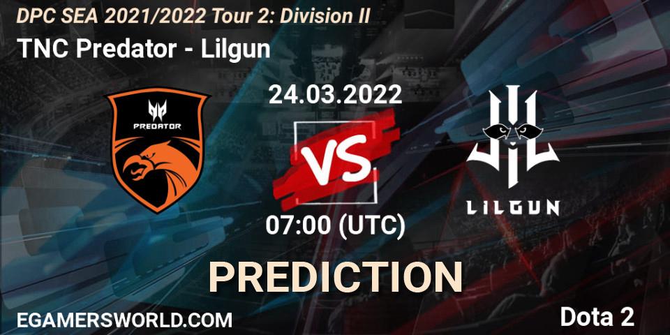 TNC Predator - Lilgun: Maç tahminleri. 24.03.2022 at 07:05, Dota 2, DPC 2021/2022 Tour 2: SEA Division II (Lower)
