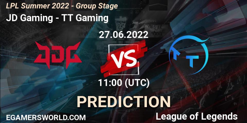 JD Gaming - TT Gaming: Maç tahminleri. 27.06.2022 at 11:00, LoL, LPL Summer 2022 - Group Stage