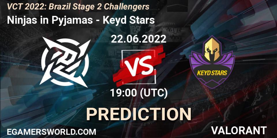 Ninjas in Pyjamas - Keyd Stars: Maç tahminleri. 22.06.2022 at 18:30, VALORANT, VCT 2022: Brazil Stage 2 Challengers