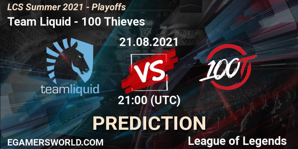 Team Liquid - 100 Thieves: Maç tahminleri. 21.08.2021 at 21:00, LoL, LCS Summer 2021 - Playoffs