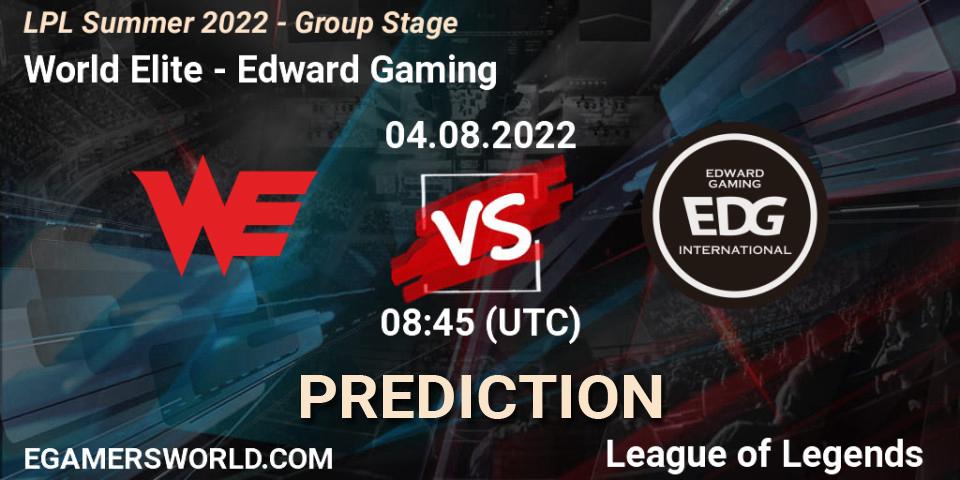 World Elite - Edward Gaming: Maç tahminleri. 04.08.22, LoL, LPL Summer 2022 - Group Stage
