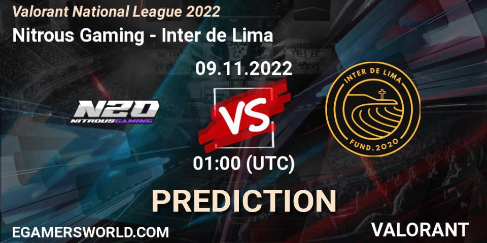 Nitrous Gaming - Inter de Lima: Maç tahminleri. 09.11.2022 at 01:00, VALORANT, Valorant National League 2022