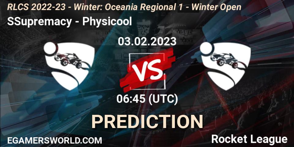 SSupremacy - Physicool: Maç tahminleri. 03.02.2023 at 06:45, Rocket League, RLCS 2022-23 - Winter: Oceania Regional 1 - Winter Open