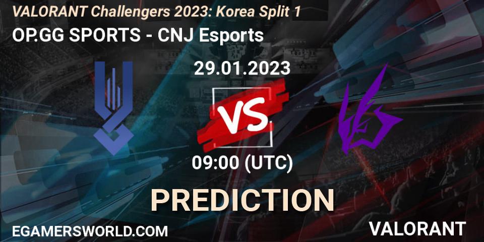 OP.GG SPORTS - CNJ Esports: Maç tahminleri. 29.01.23, VALORANT, VALORANT Challengers 2023: Korea Split 1