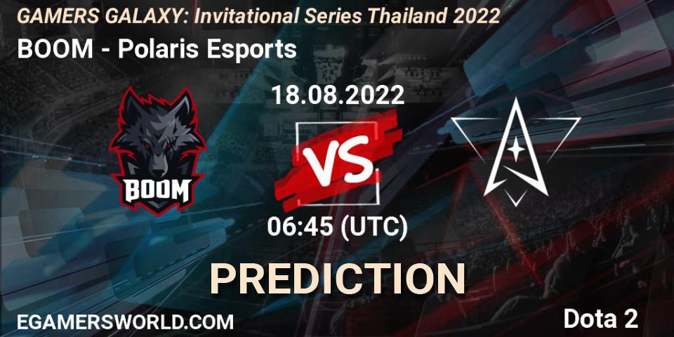 BOOM - Polaris Esports: Maç tahminleri. 18.08.22, Dota 2, GAMERS GALAXY: Invitational Series Thailand 2022