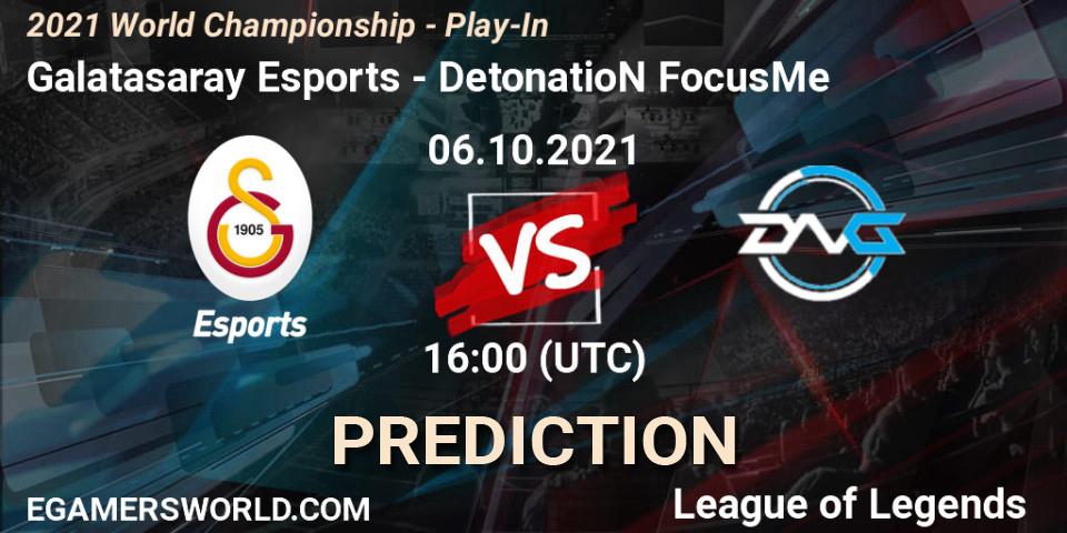 Galatasaray Esports - DetonatioN FocusMe: Maç tahminleri. 06.10.2021 at 16:00, LoL, 2021 World Championship - Play-In