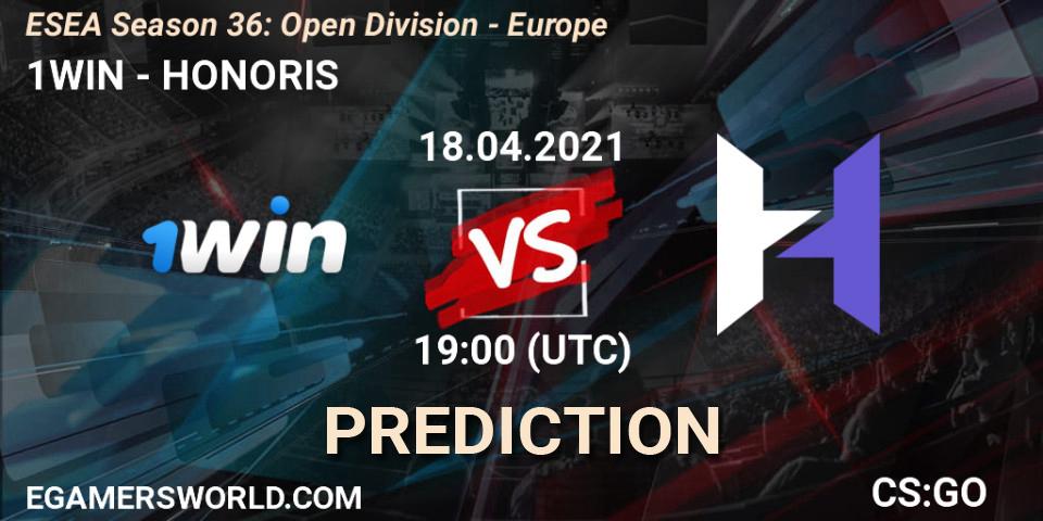 1WIN - HONORIS: Maç tahminleri. 18.04.2021 at 19:00, Counter-Strike (CS2), ESEA Season 36: Open Division - Europe