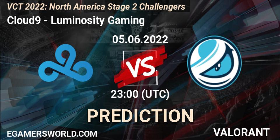 Cloud9 - Luminosity Gaming: Maç tahminleri. 05.06.2022 at 23:00, VALORANT, VCT 2022: North America Stage 2 Challengers