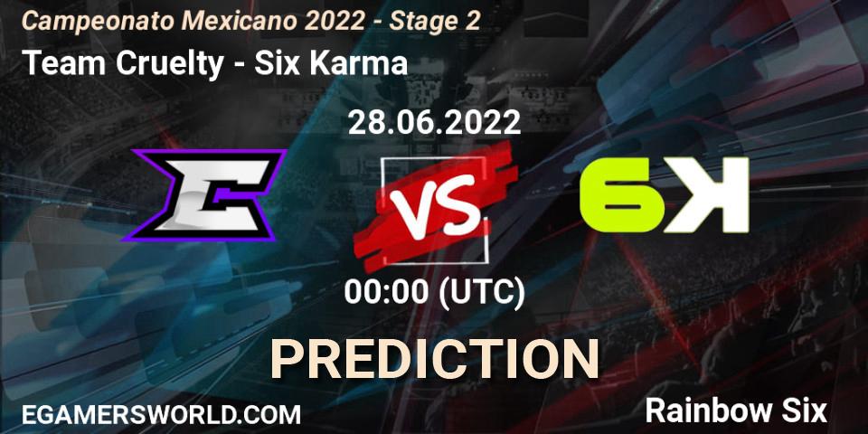 Team Cruelty - Six Karma: Maç tahminleri. 27.06.2022 at 23:00, Rainbow Six, Campeonato Mexicano 2022 - Stage 2